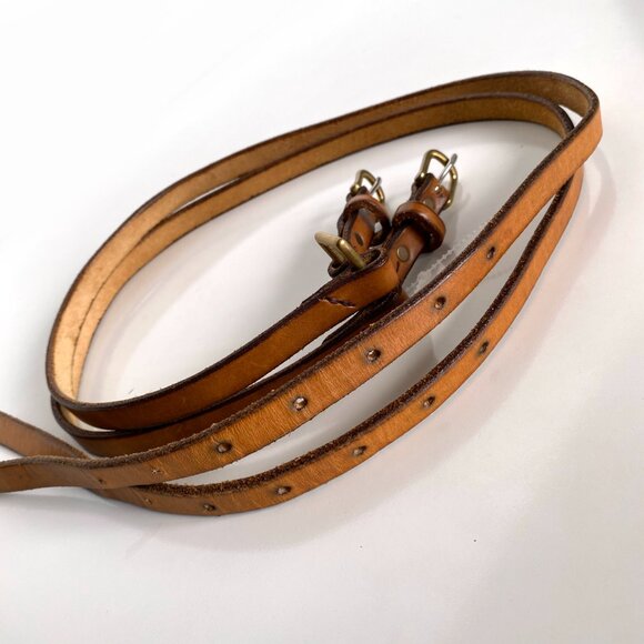 Lucia Nenickova Vintage Double Buckle Leather Belt Tan Brown Adjustable Belt - Picture 4 of 10